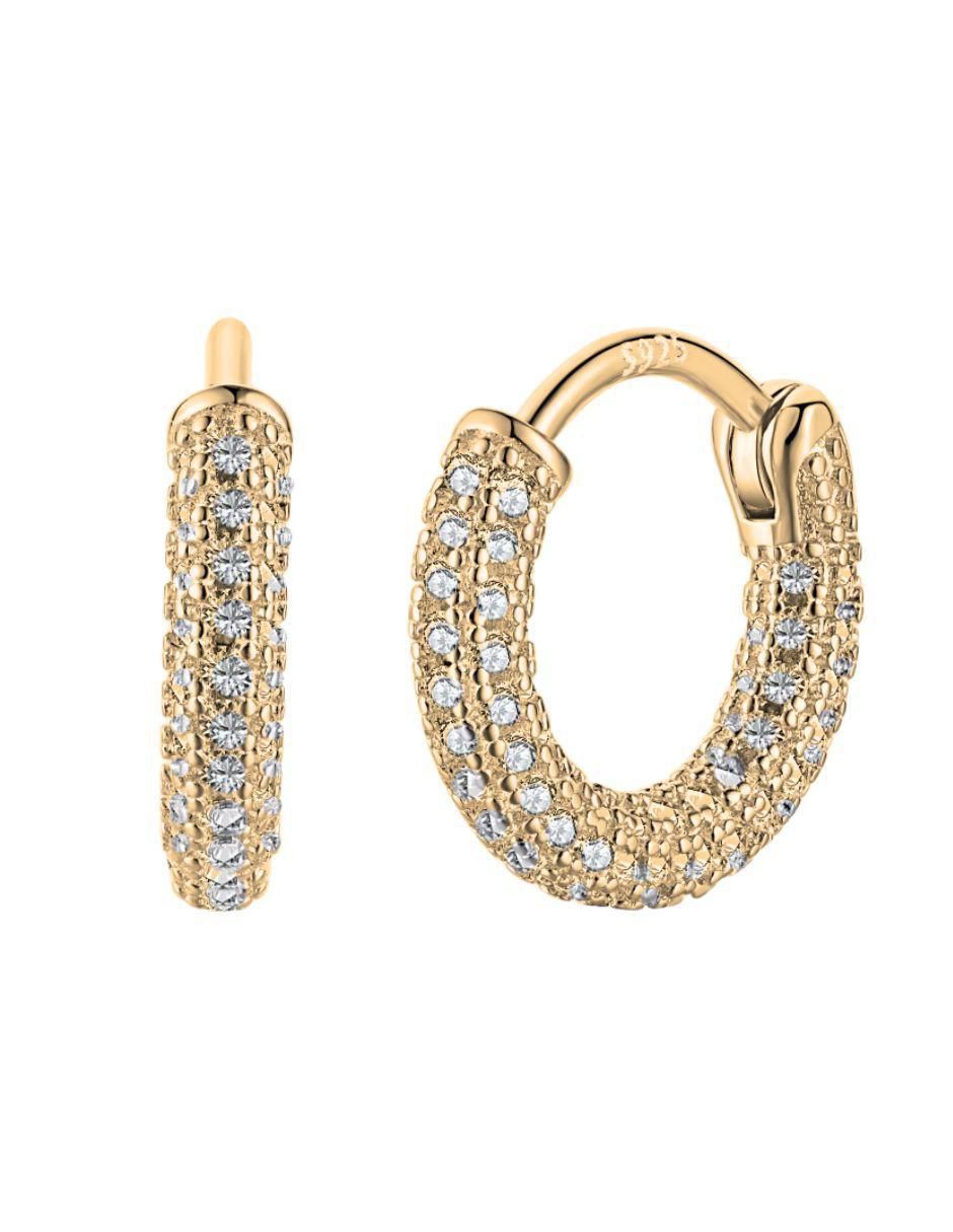 Arracadas Camila Golden de plata P 925 con acabado baño de oro zirconia Arracadas Camila Golden de plata P 925 con acabado baño de oro zirconia
