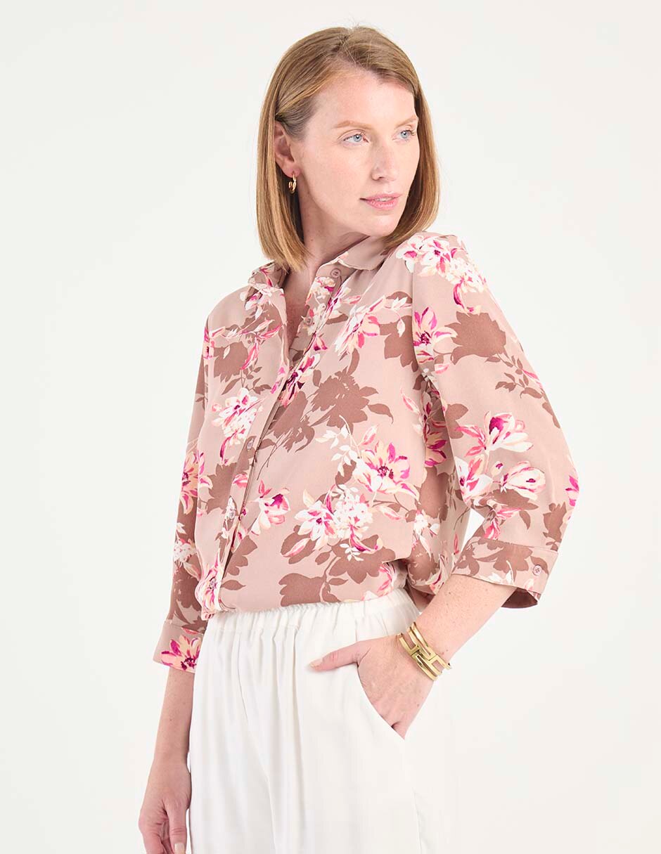 Blusa camisera manga 3/4 para mujer