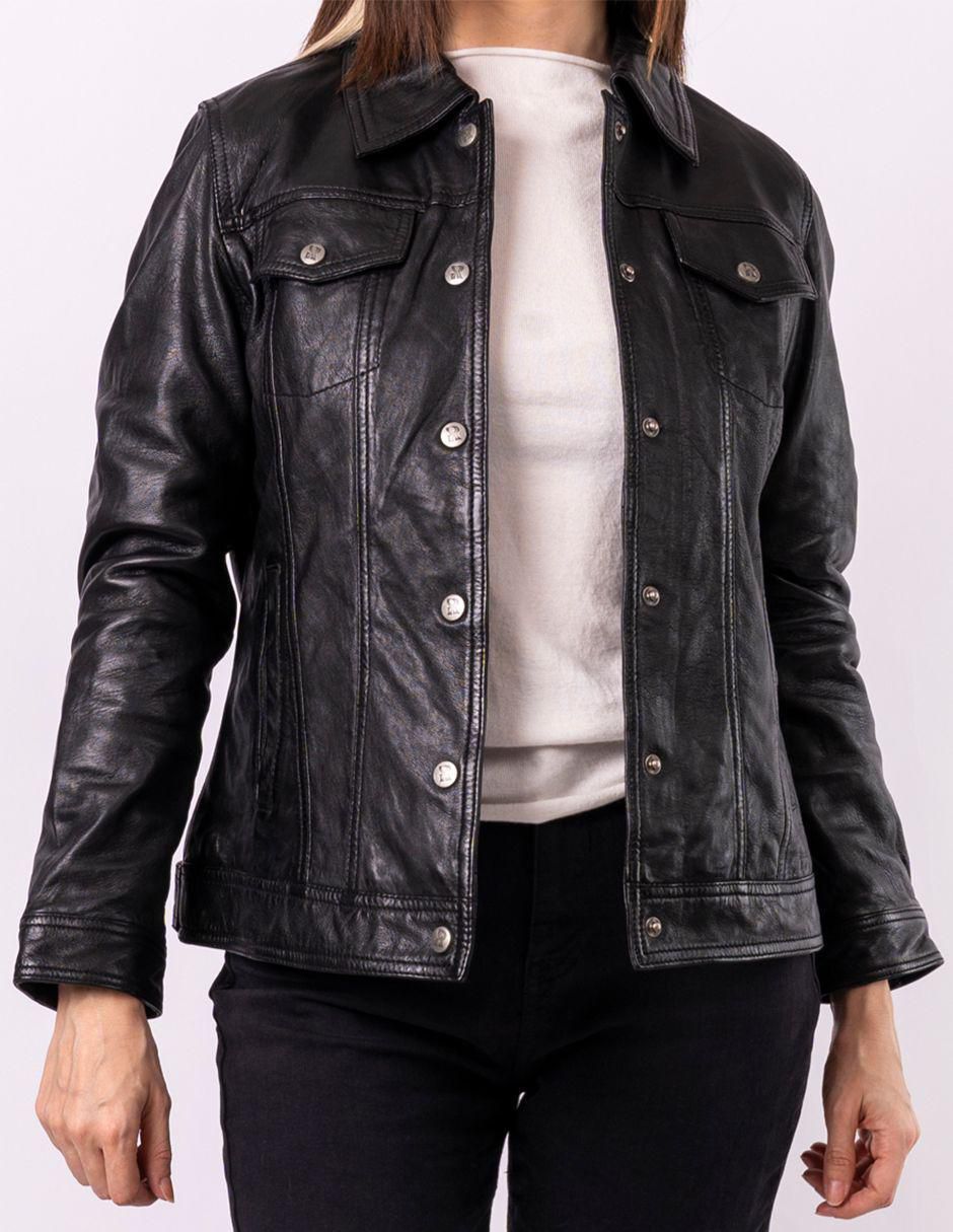 Chamarra impermeable de piel para mujer