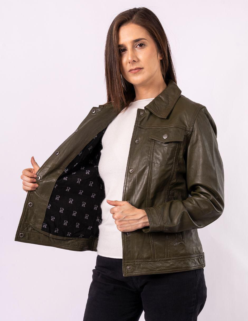 "chamarra" casual pelle royale resistente al agua "de" piel "para mujer"