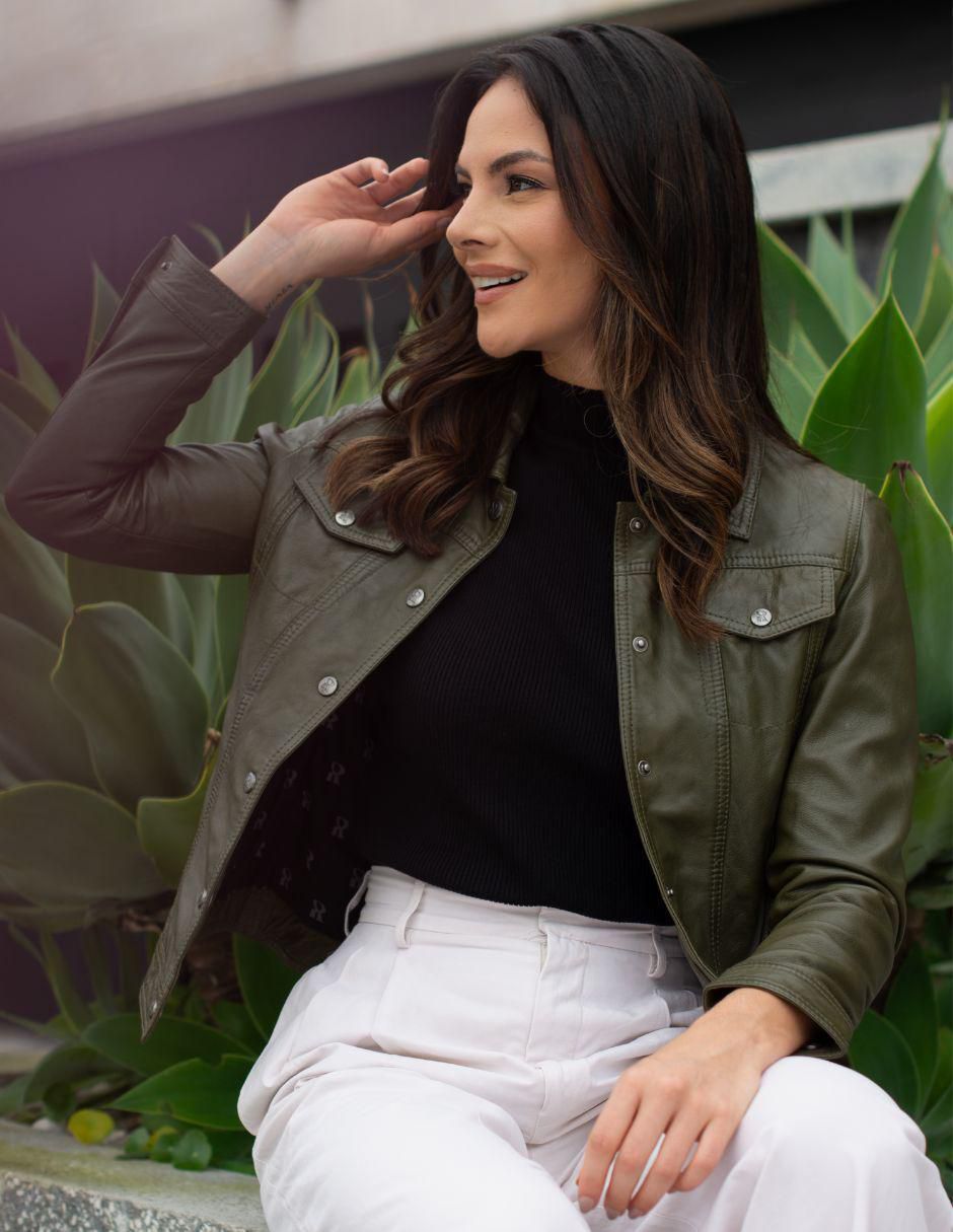 "chamarra" casual pelle royale resistente al agua "de" piel "para mujer"