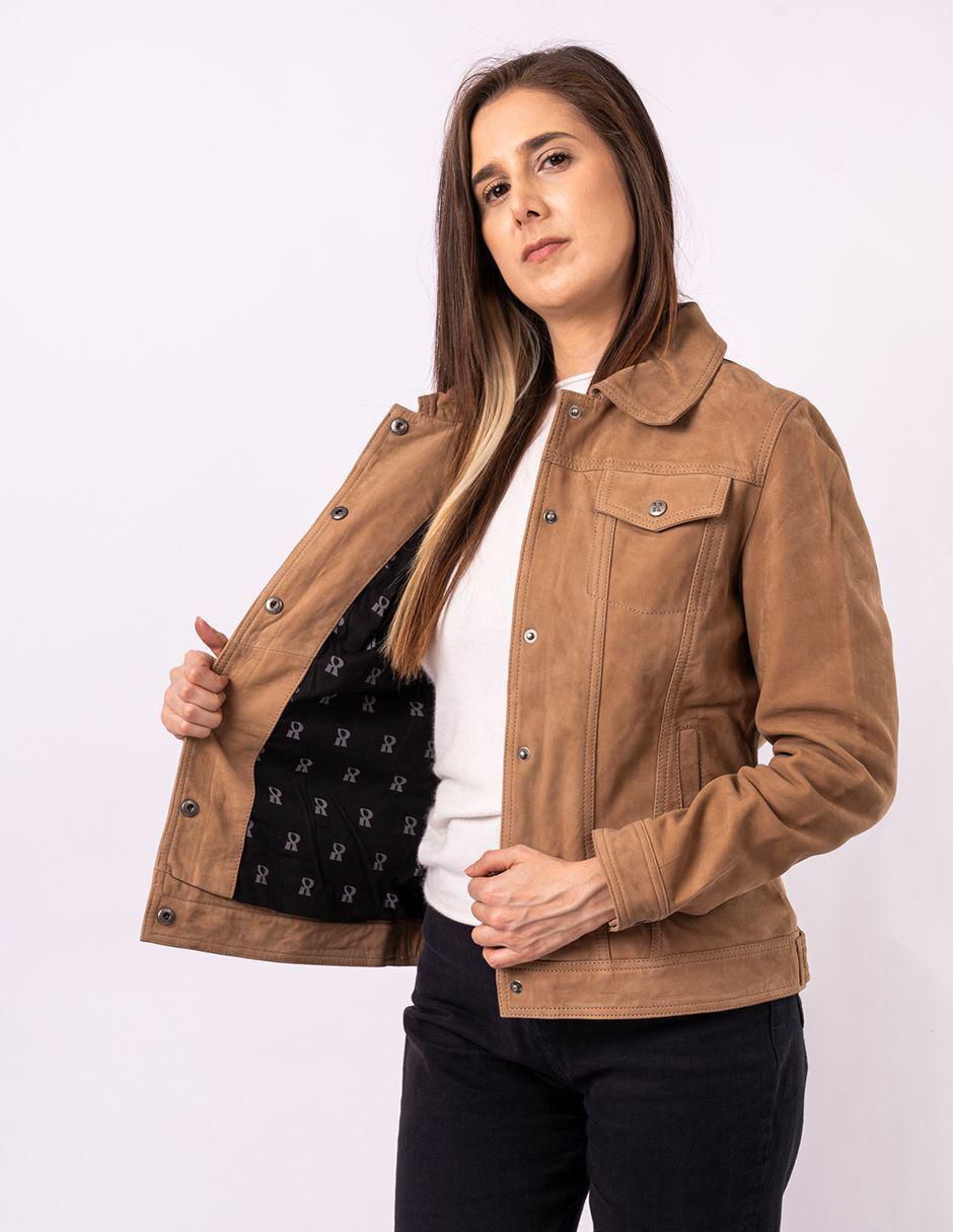 Chamarra impermeable de piel para mujer