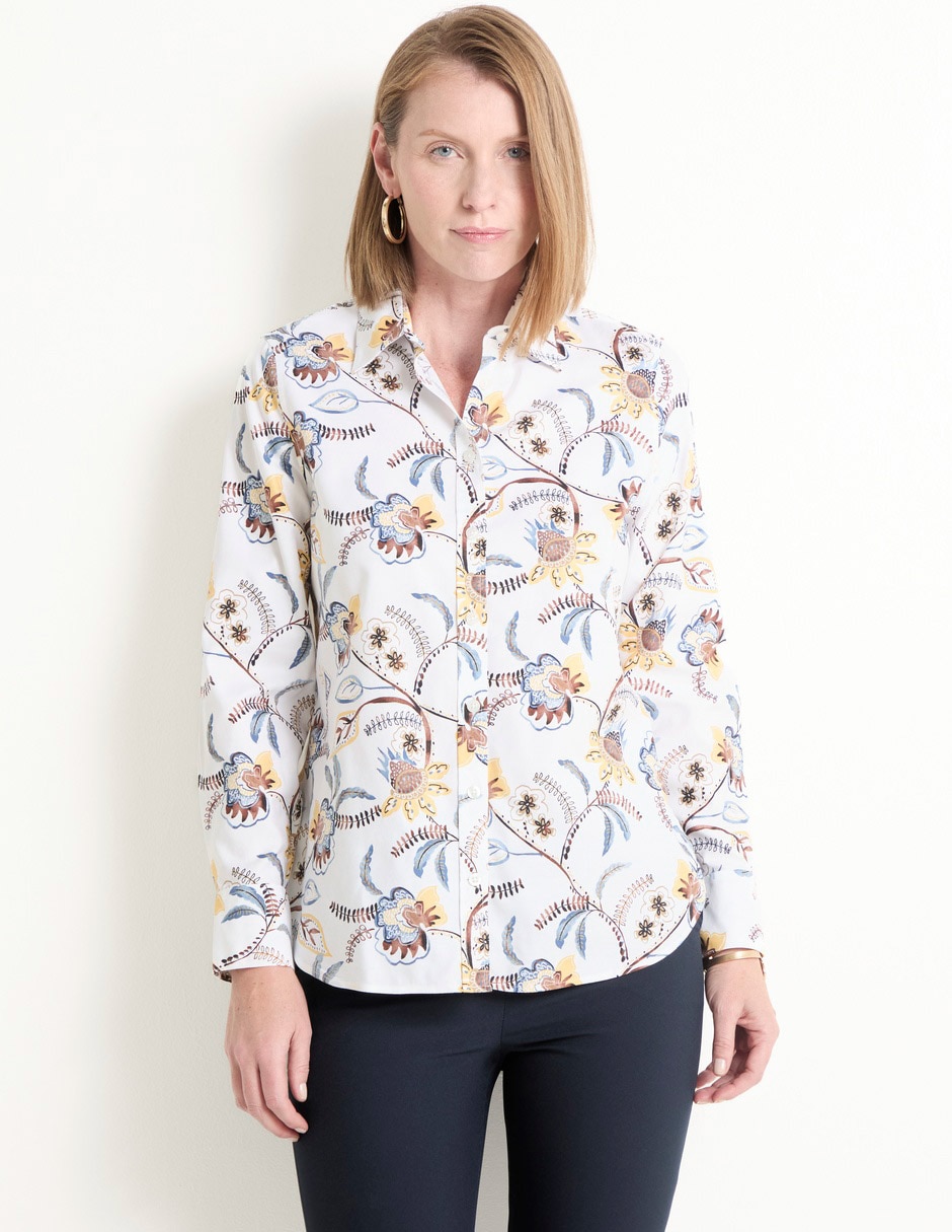 Blusa camisera manga larga para mujer
