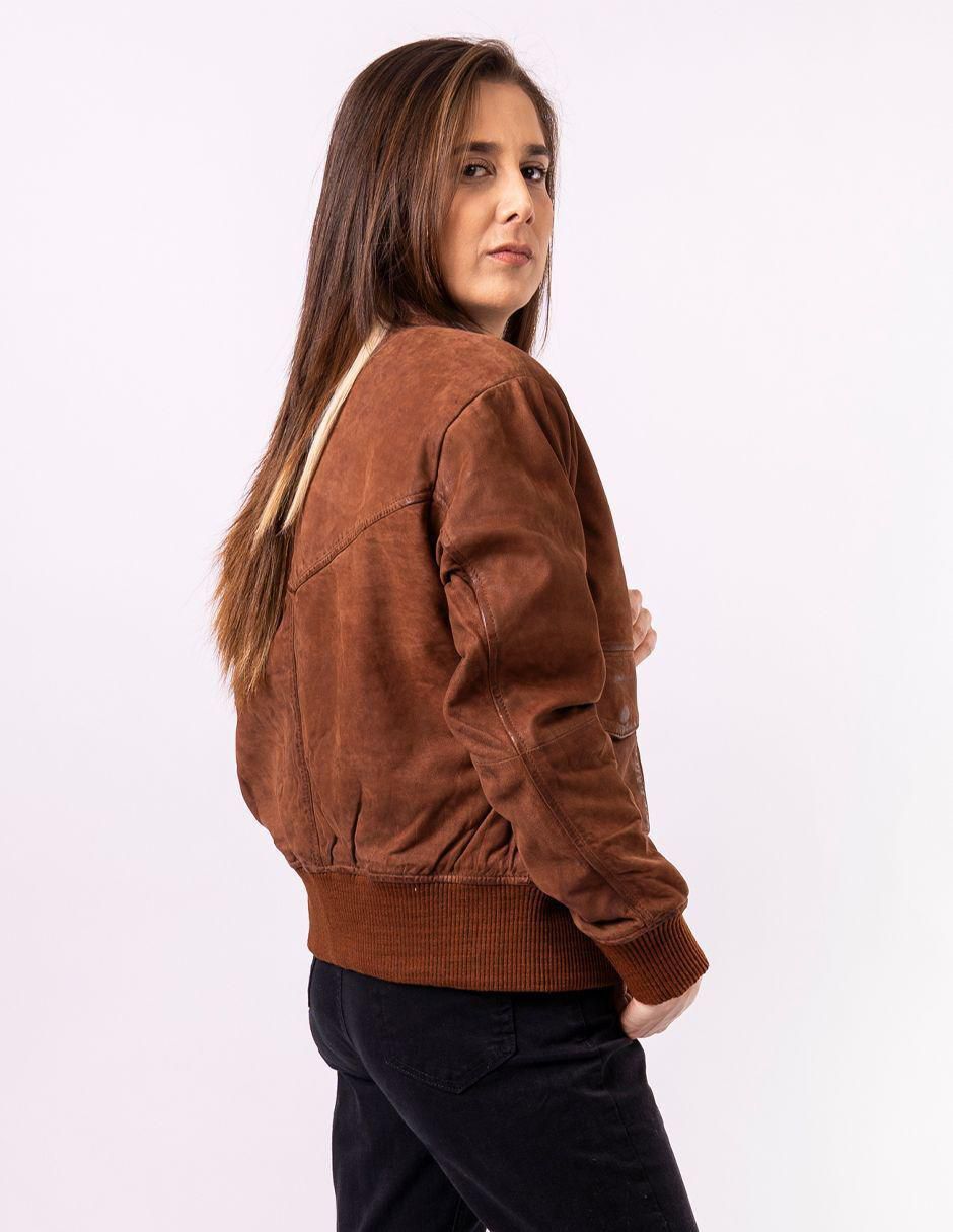 Chamarra casual impermeable de piel para mujer 3