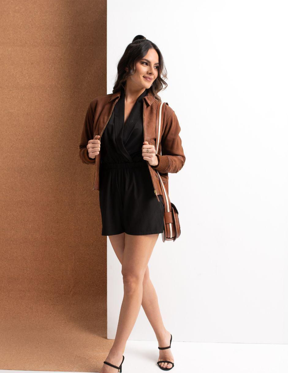 Chamarra casual impermeable de piel para mujer 5