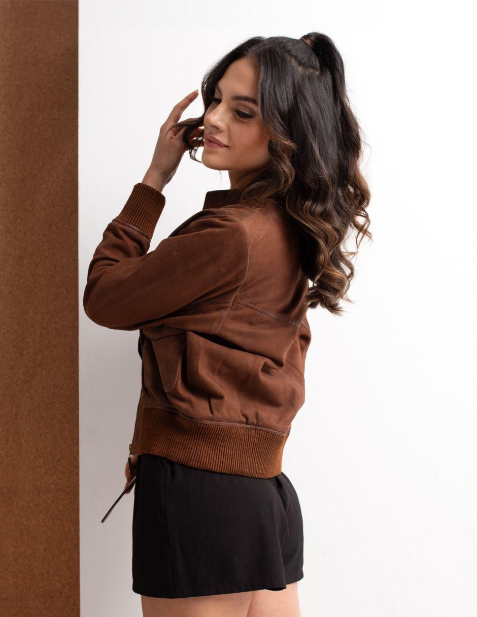 Chamarra casual impermeable de piel para mujer 8