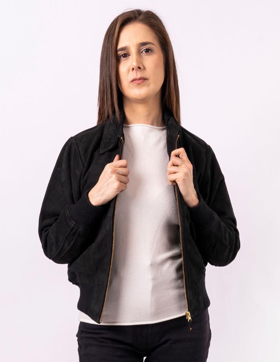Chamarra casual impermeable de piel para mujer