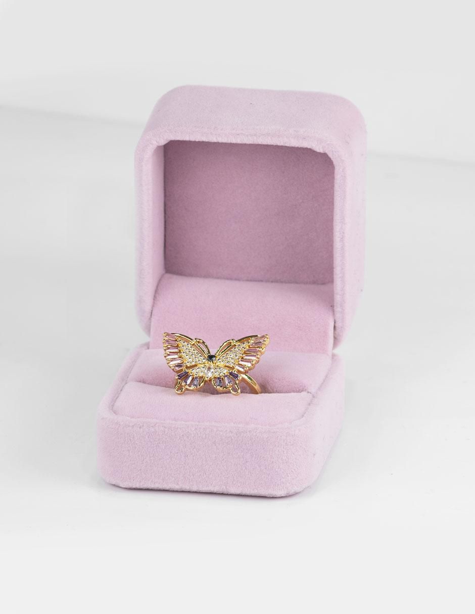 Anillo de mariposa Celestia zirconia con acabado baño de oro 14 k 4