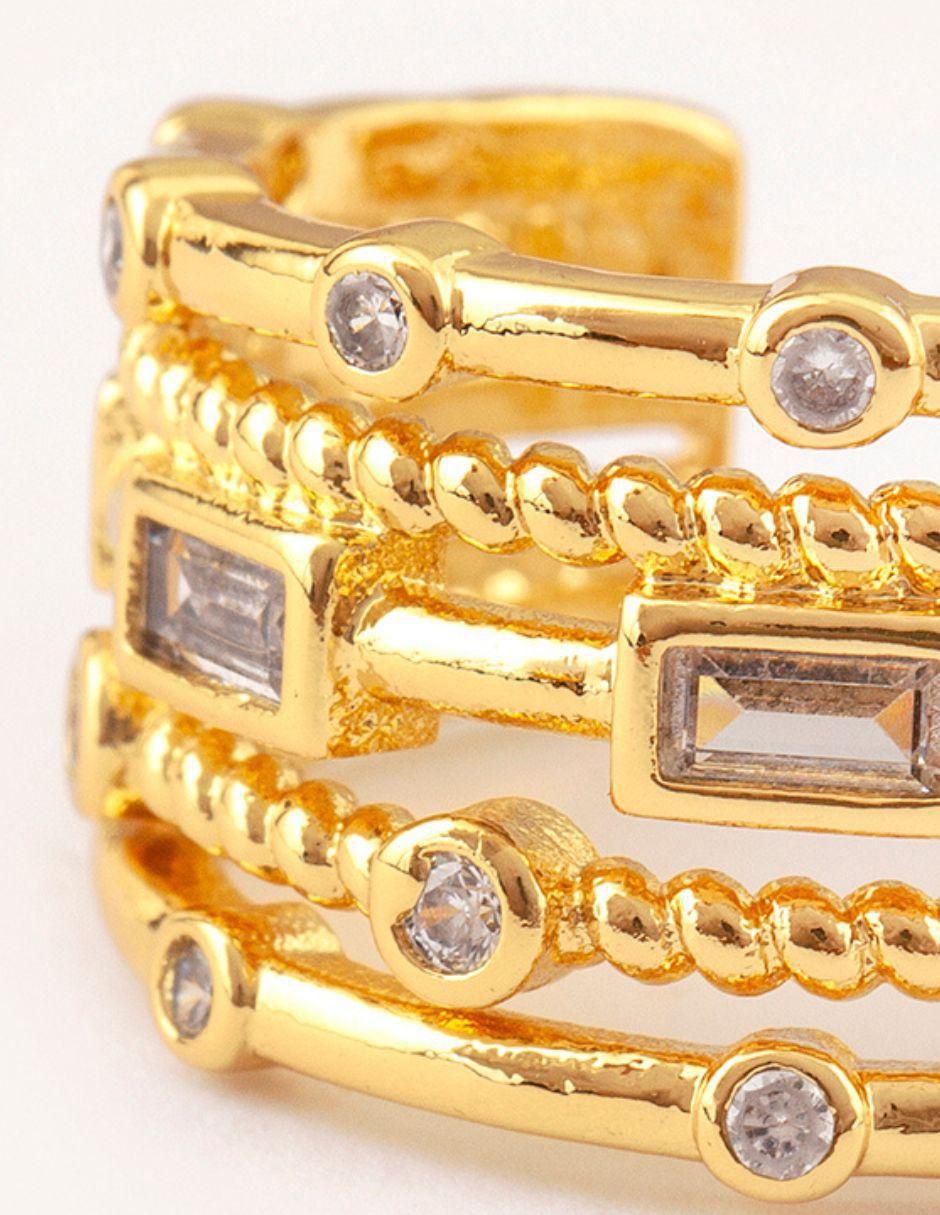 Anillo Layers zirconia con acabado baño de oro 14 k 2