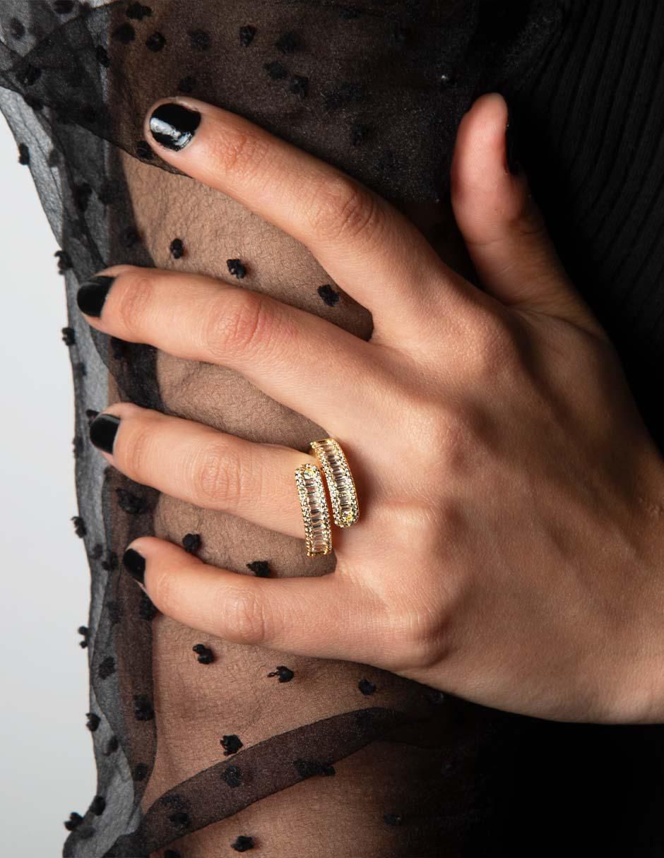 Anillo Infinity zirconia con acabado baño de oro 14 k 3