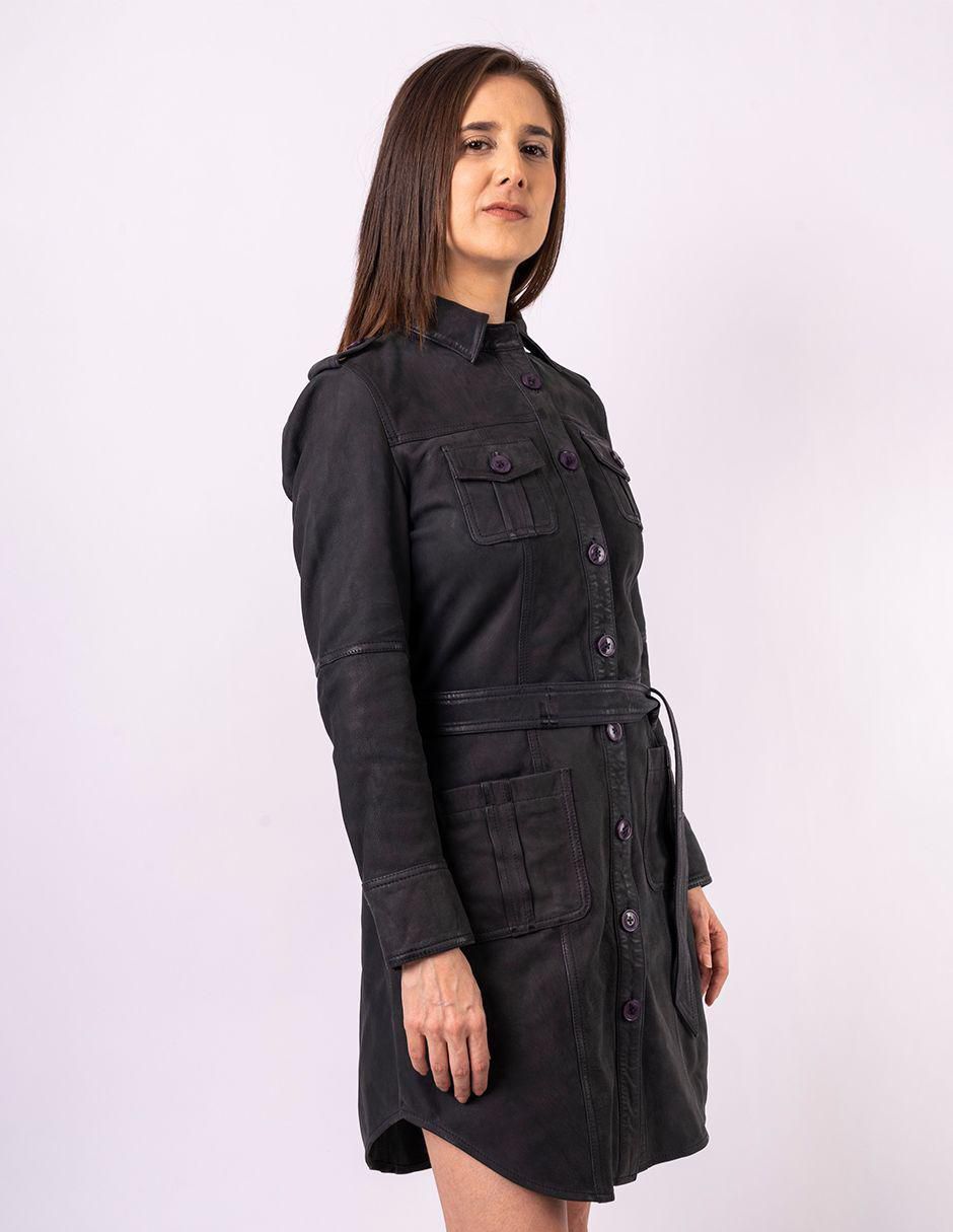 Vestido a la rodilla casual pelle royale en cuero de cordero ante, gamuza, nobuk encerado "para mujer"