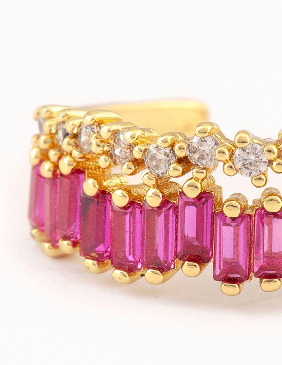 Anillo Luz zirconia con acabado baño de oro 14 k 2