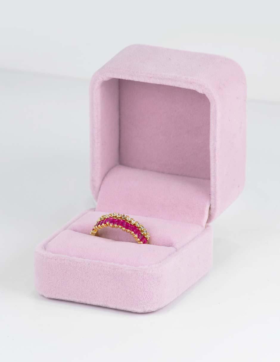 Anillo Luz zirconia con acabado baño de oro 14 k 4
