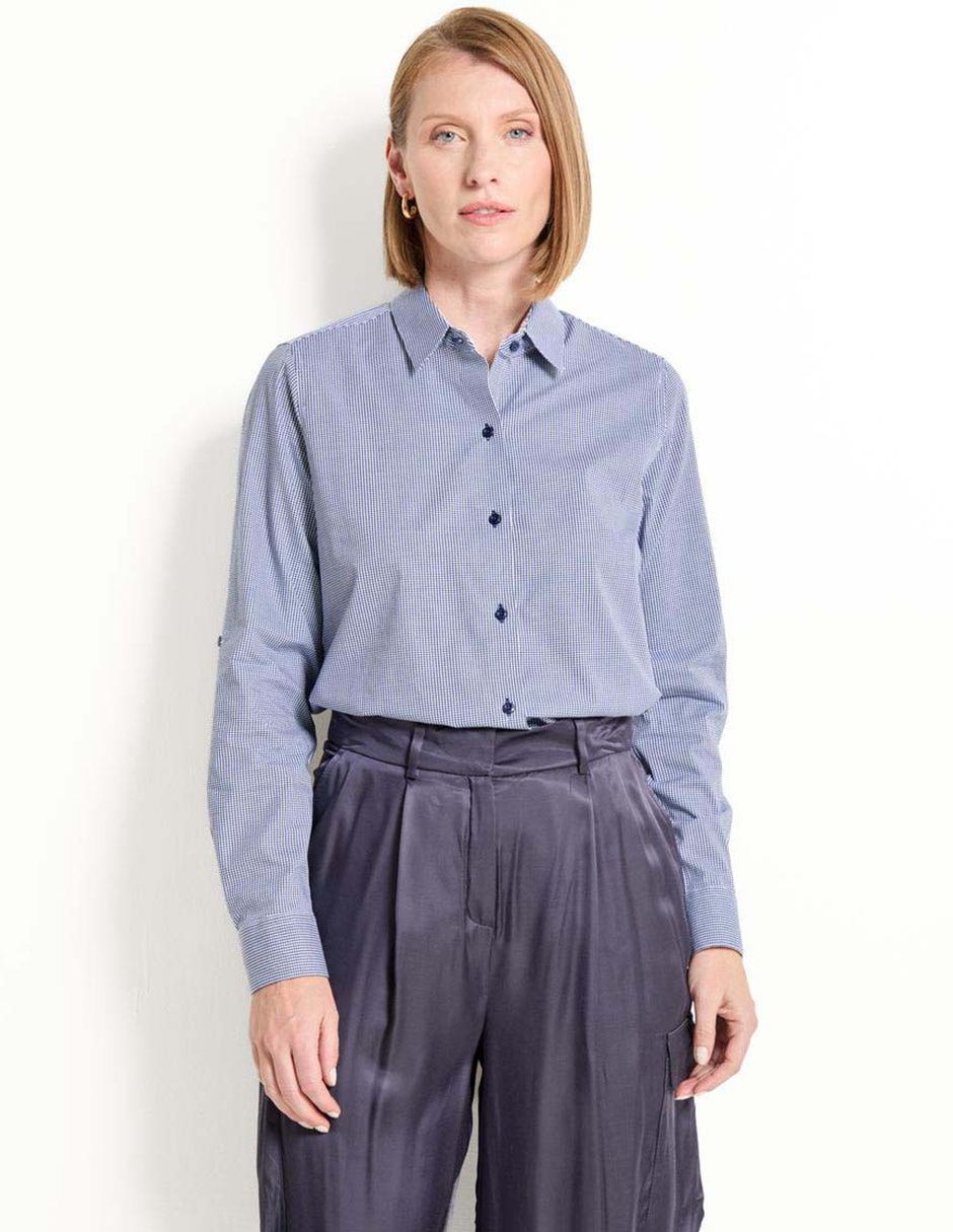 Blusa camisera manga larga para mujer