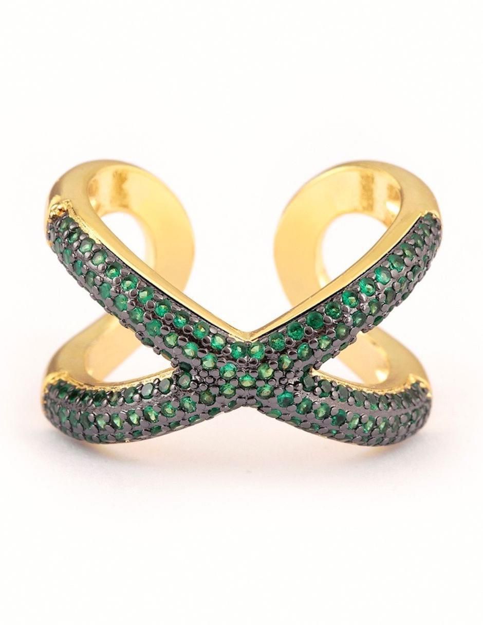 Anillo de cruz Nexo zirconia con acabado baño de oro Anillo de cruz Nexo zirconia con acabado baño de oro