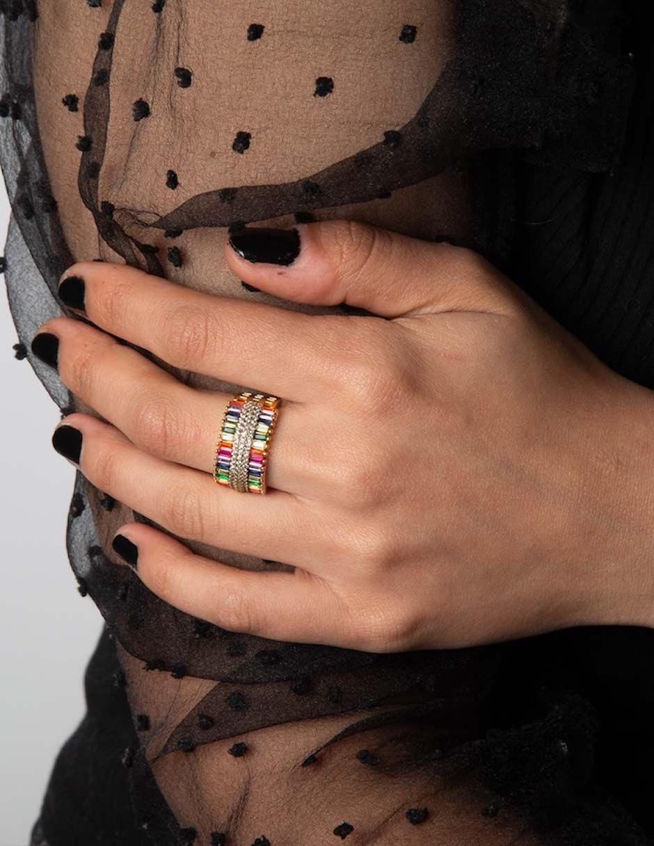 Anillo Espectro zirconia con acabado baño de oro 18 k 3