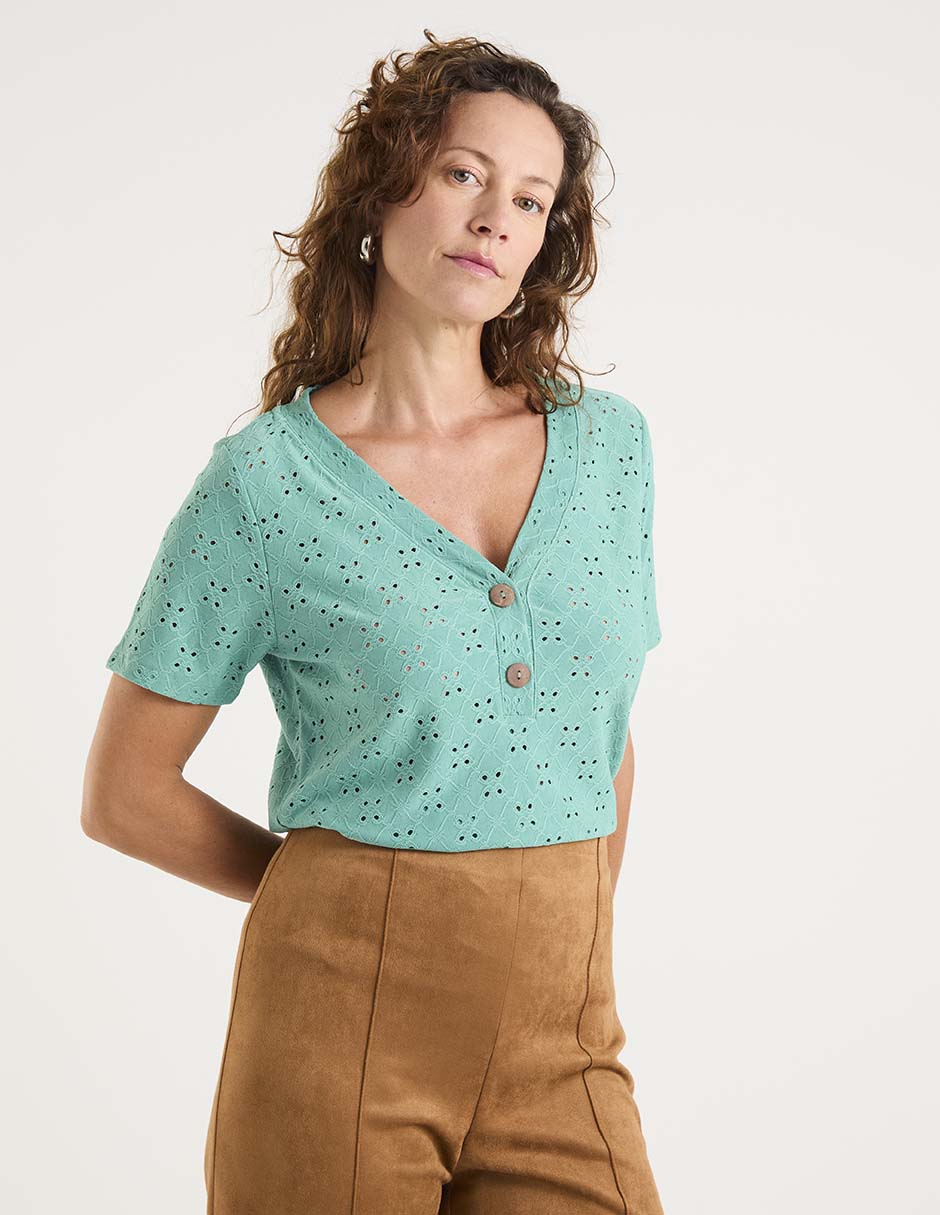 Blusa manga corta para mujer