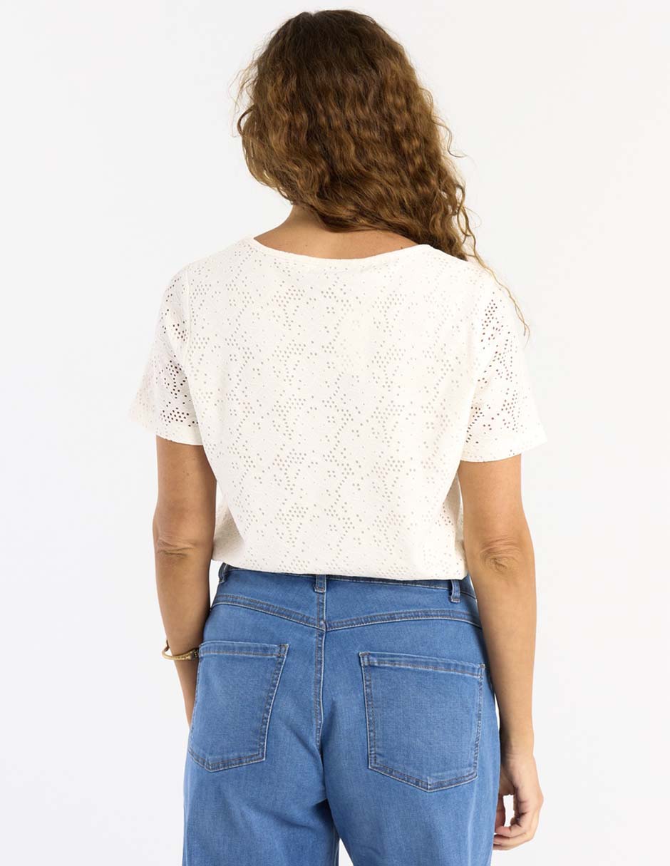 Playera manga corta cuello V para mujer 2