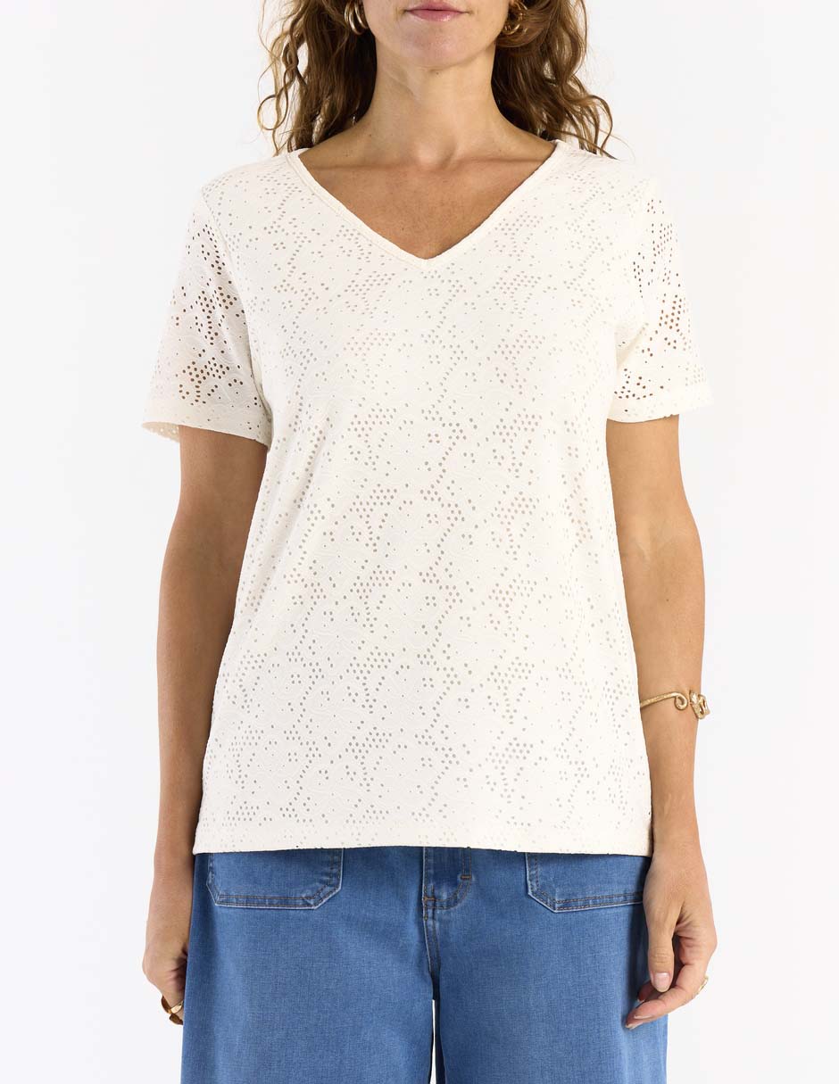 Playera manga corta cuello V para mujer 4