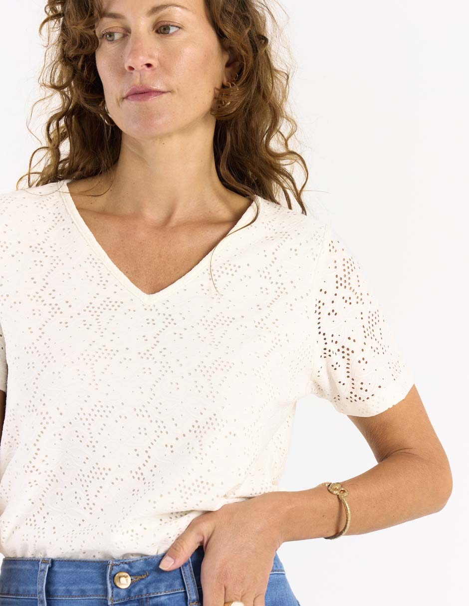 Playera manga corta cuello V para mujer 5