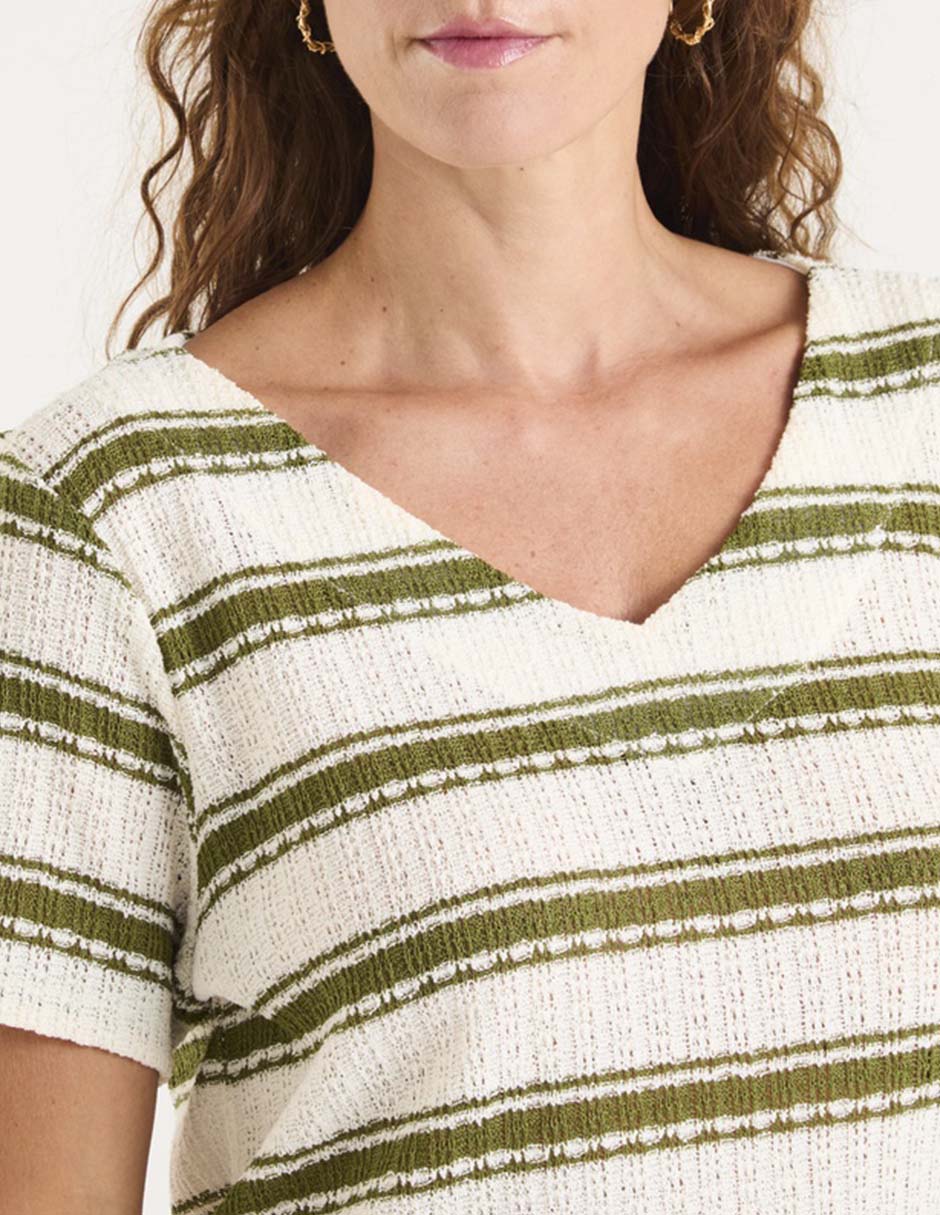 Playera manga corta cuello V para mujer 4