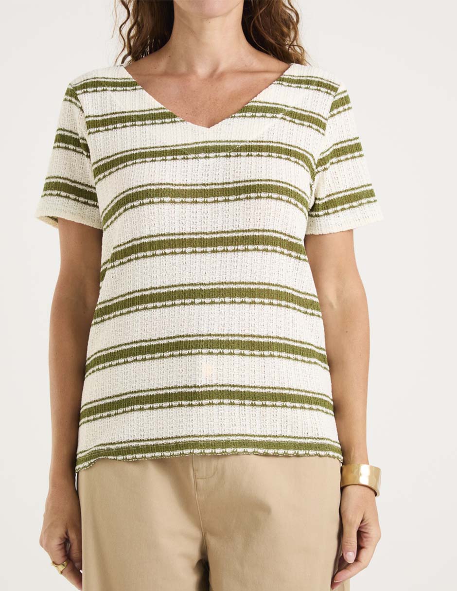 Playera manga corta cuello V para mujer 5
