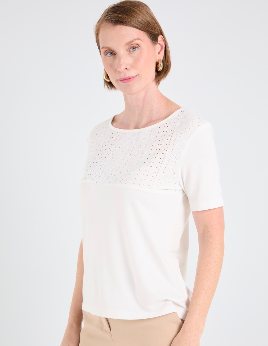 Playera manga corta cuello redondo para mujer