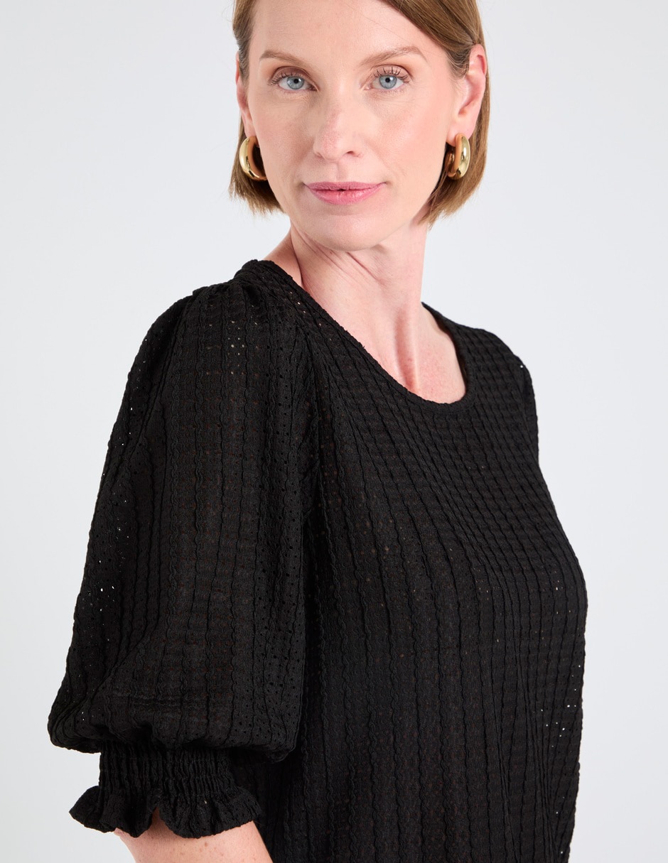 Playera manga 3/4 cuello redondo para mujer 4