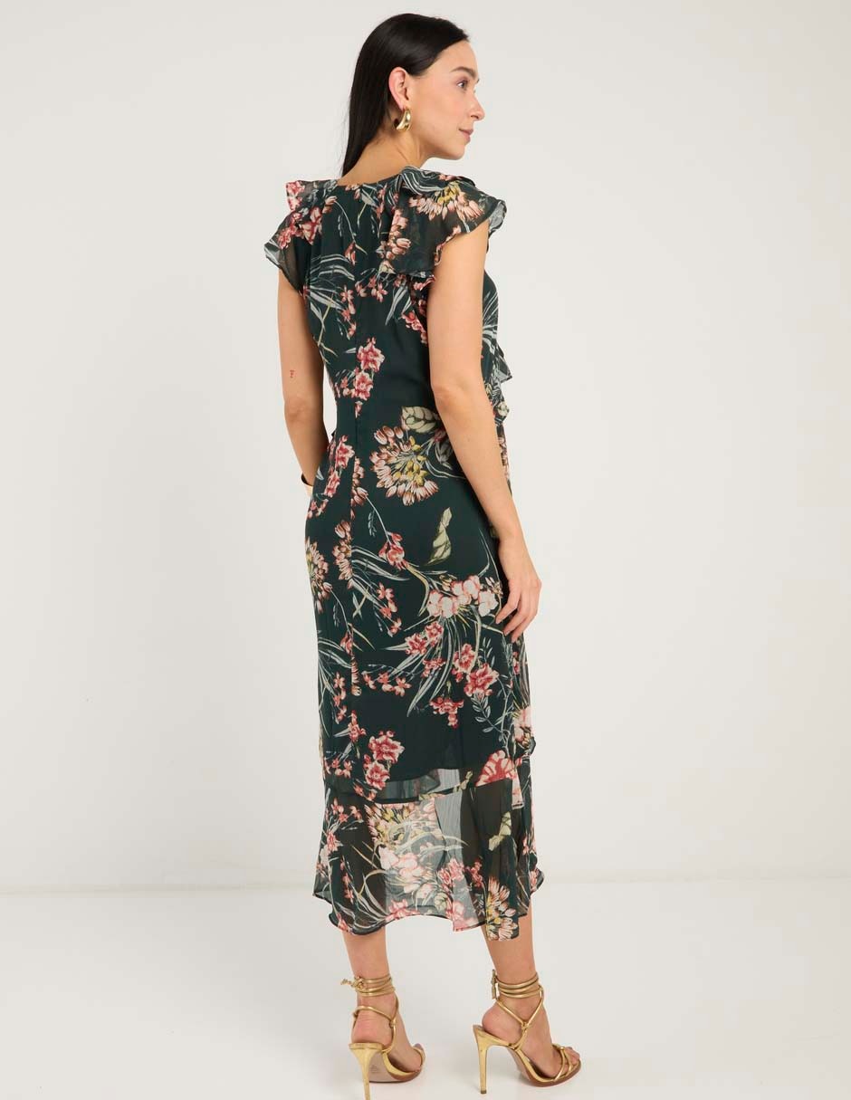 Vestido midi de fiesta escote V 2