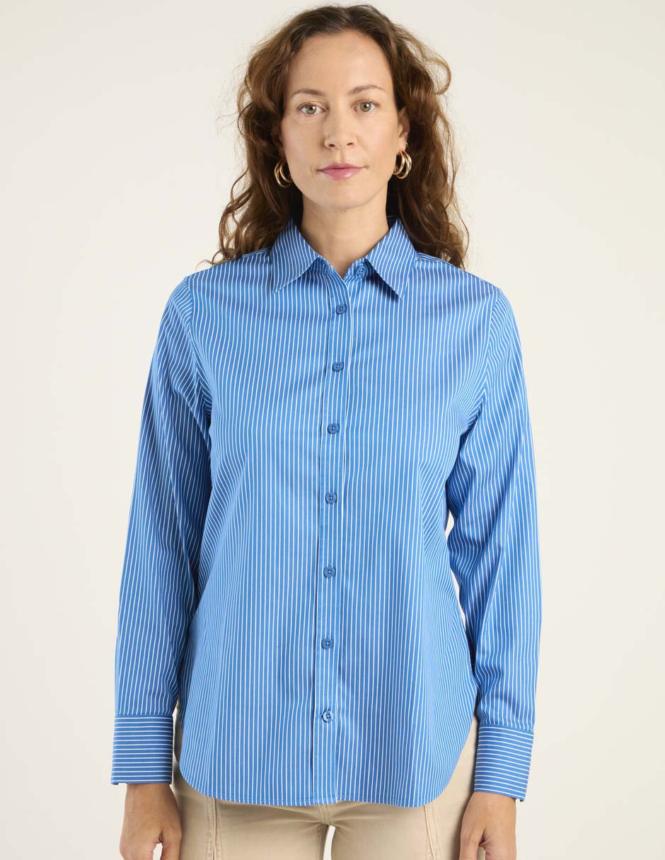Blusa camisera manga larga para mujer