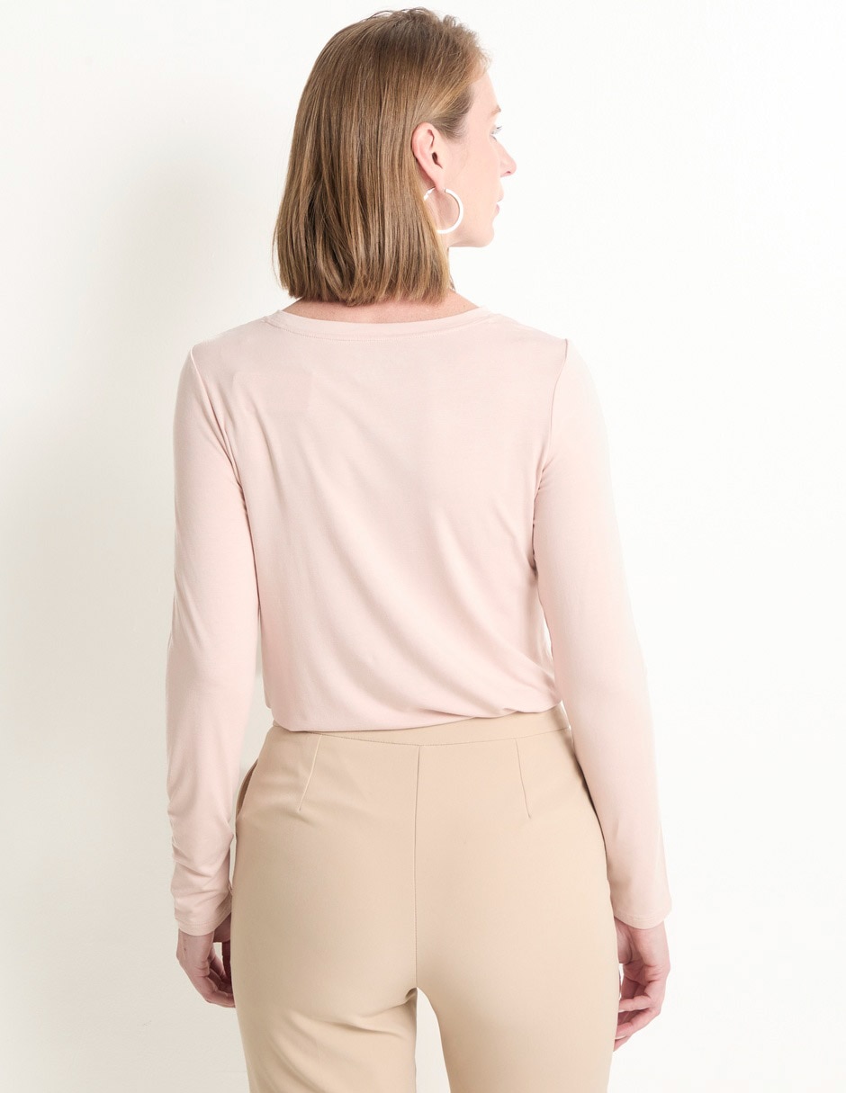 Playera manga larga cuello redondo para mujer 2