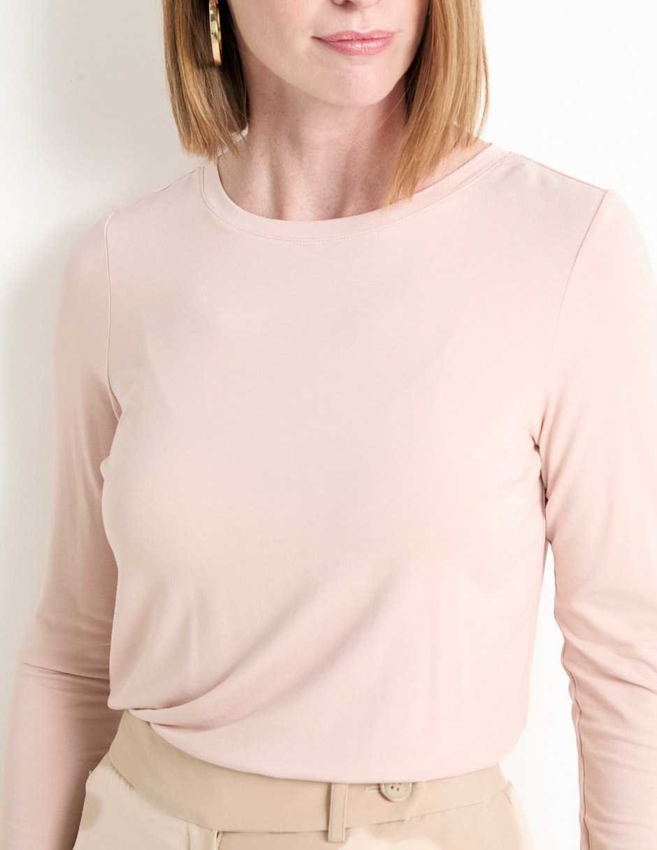 Playera manga larga cuello redondo para mujer 4