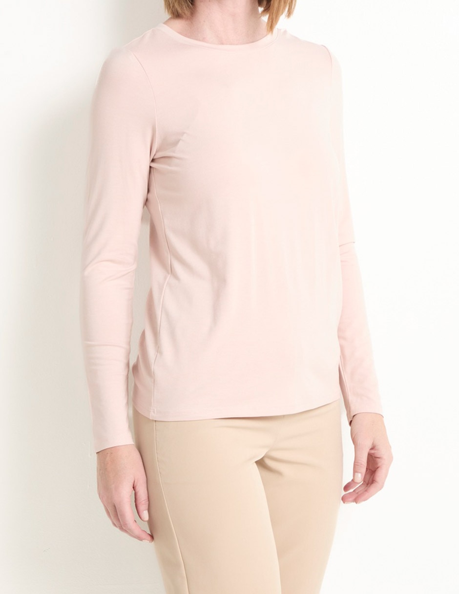 Playera manga larga cuello redondo para mujer 5