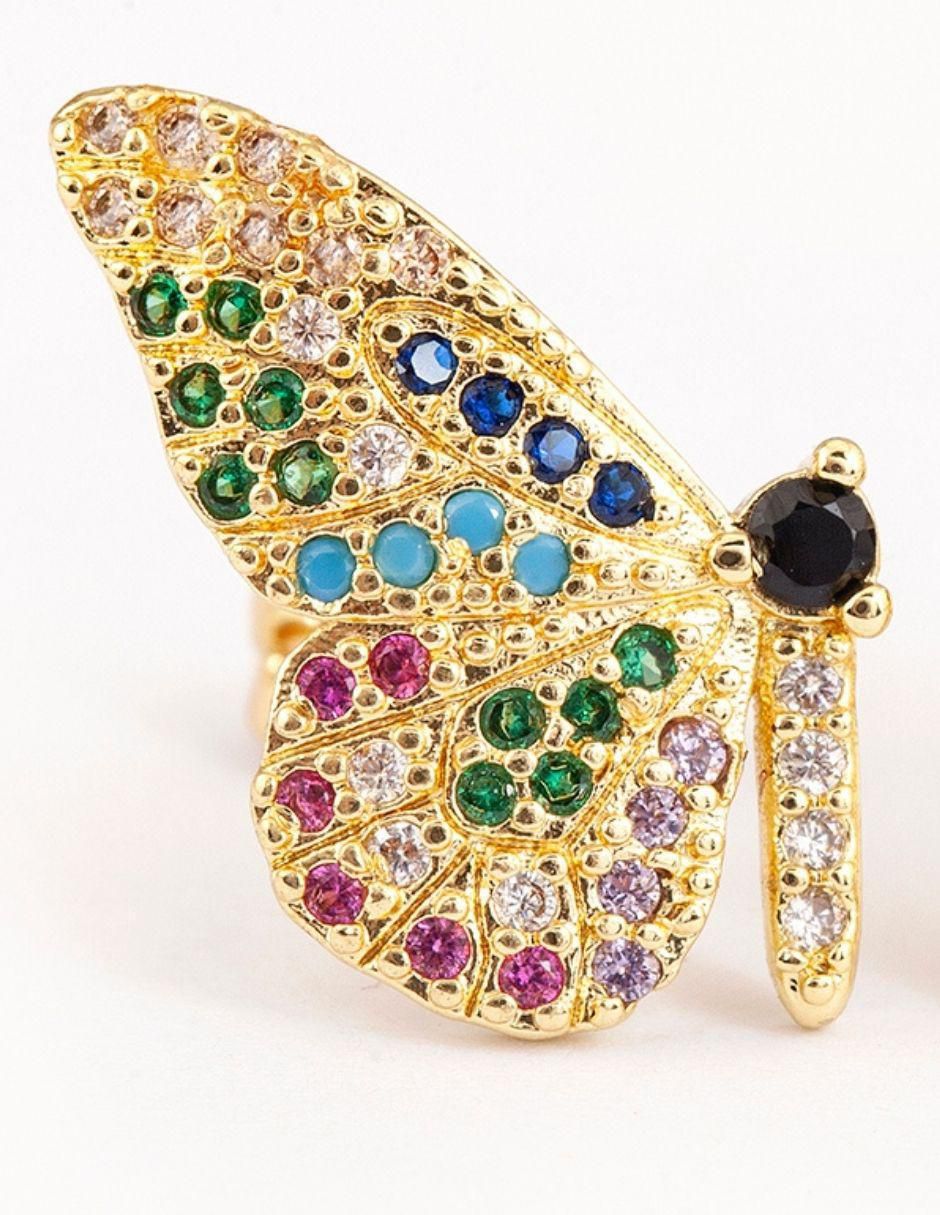 Broqueles de mariposa con acabado baño de oro 18 K zirconia 2