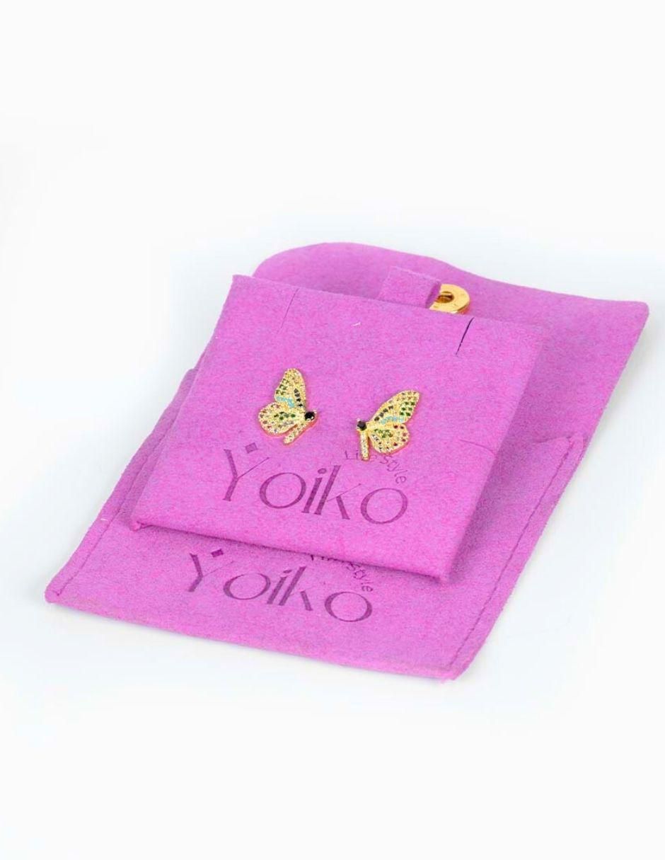 Broqueles de mariposa con acabado baño de oro 18 K zirconia 5