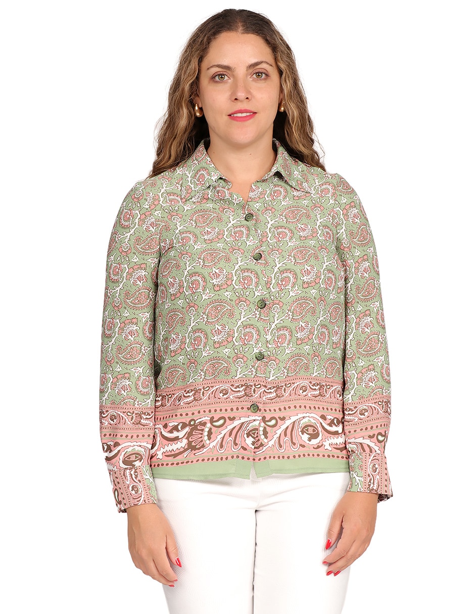 Blusa camisera manga larga para mujer 1