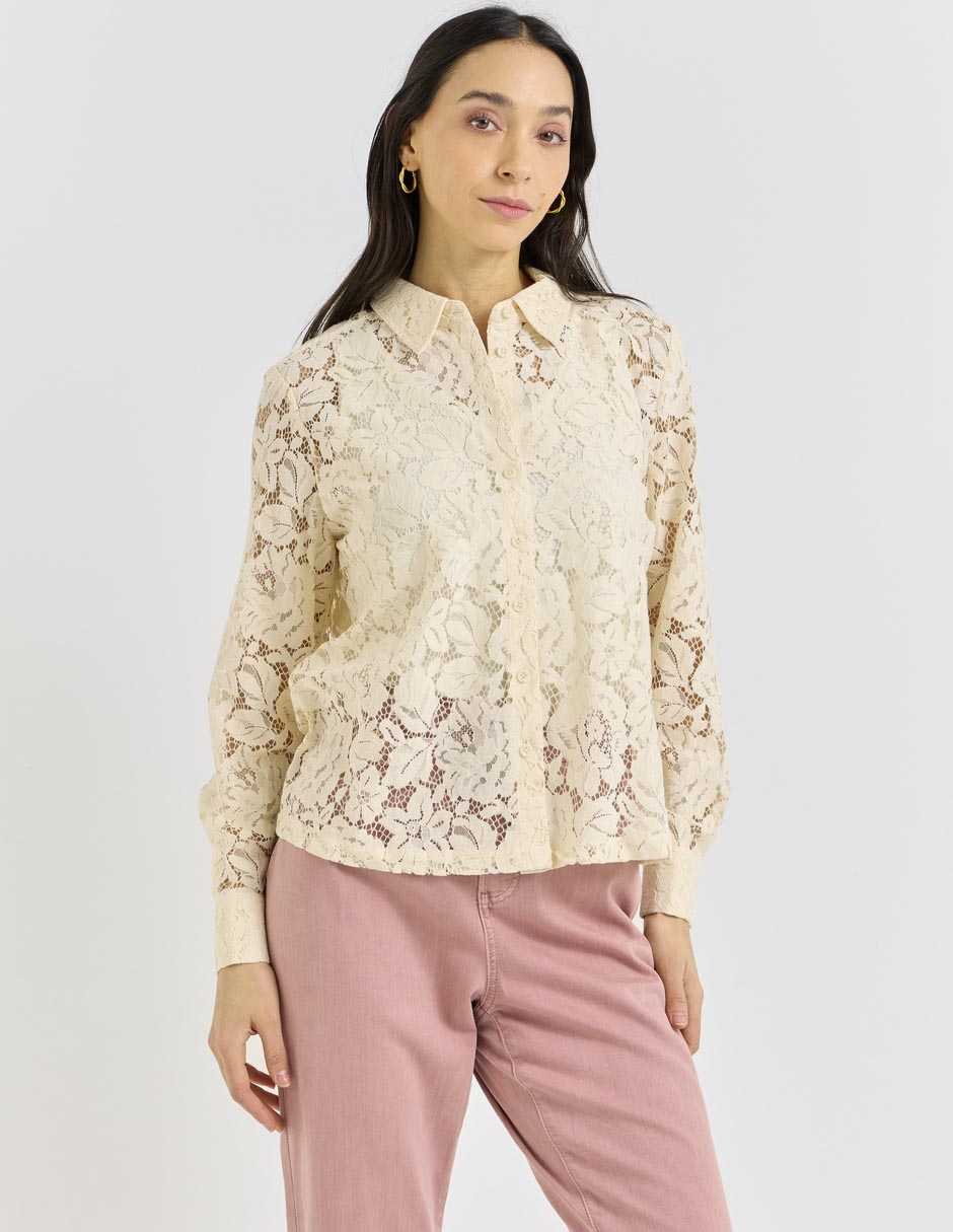 Blusa camisera manga larga para mujer