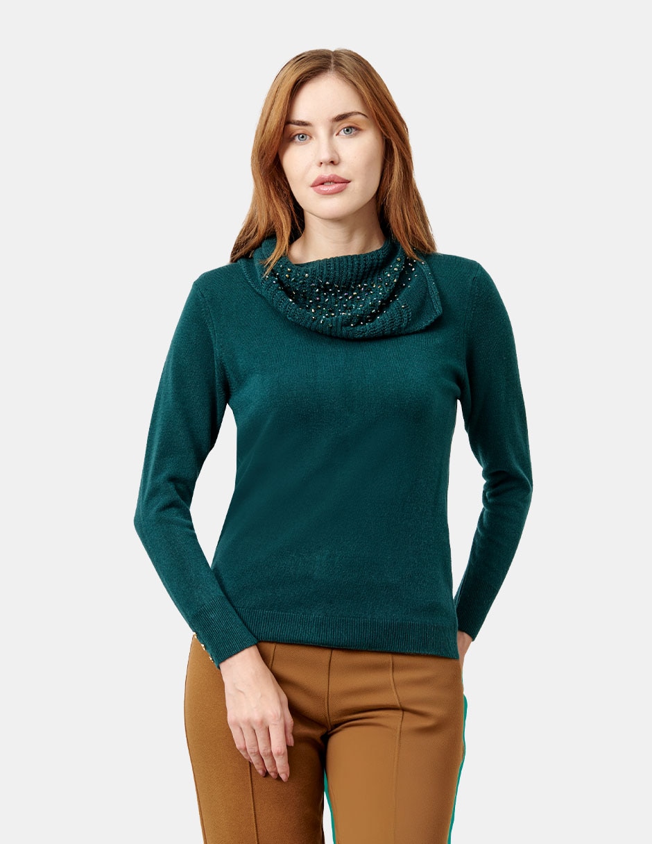 Suéter cuello asimétrico para mujer