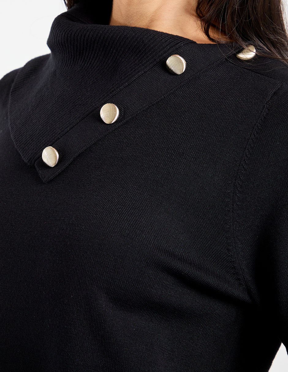Suéter cuello con botón para mujer 4