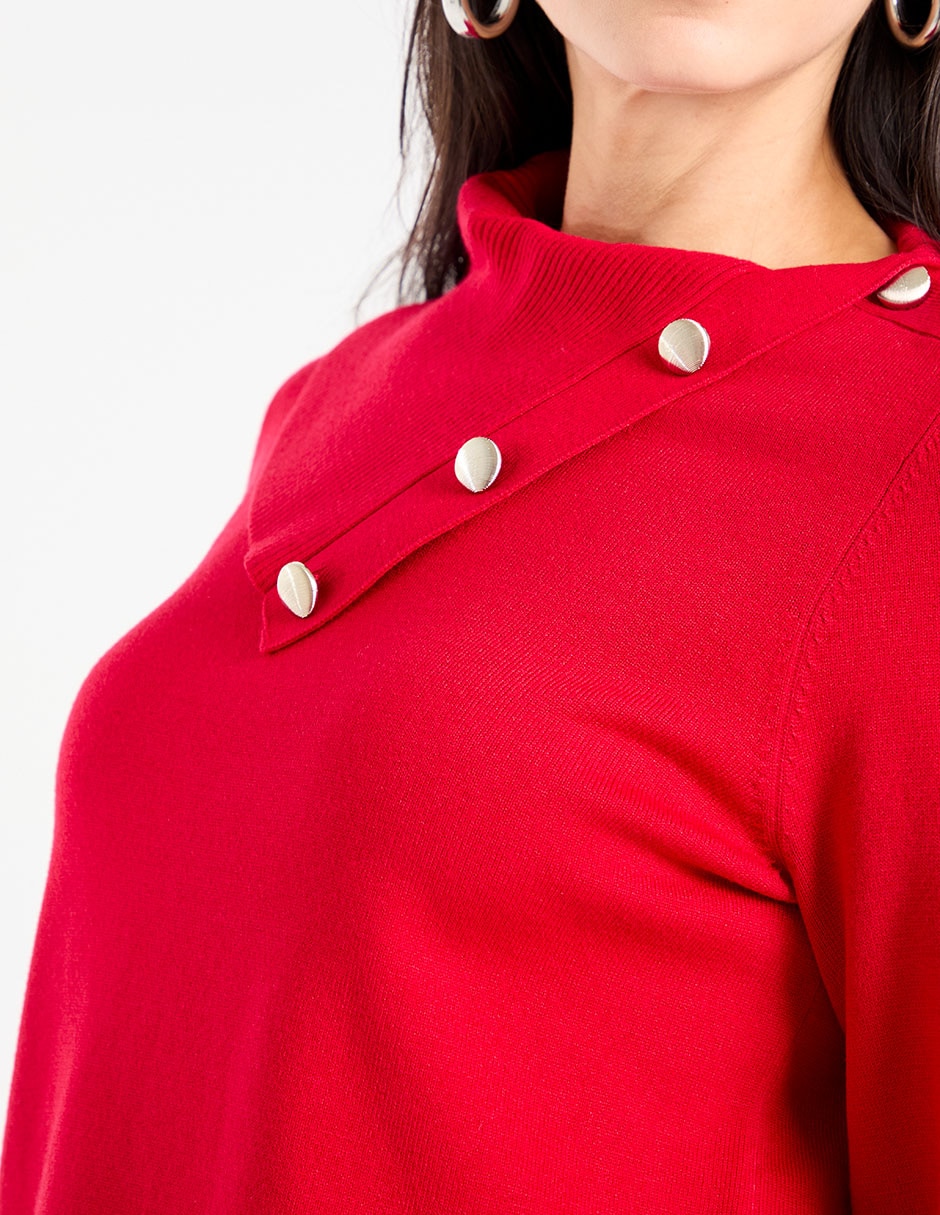 Suéter cuello con botón para mujer 4