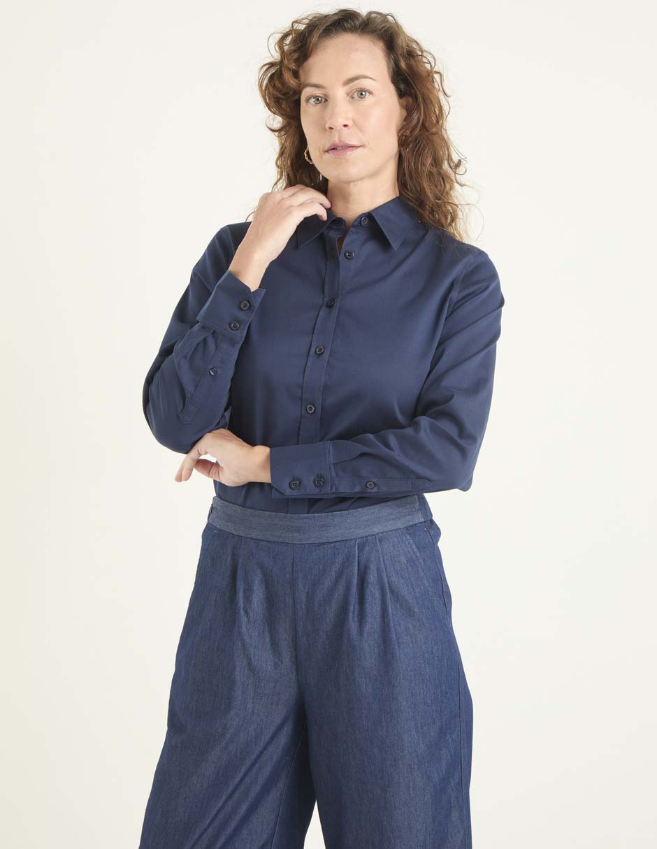 Blusa camisera manga larga para mujer