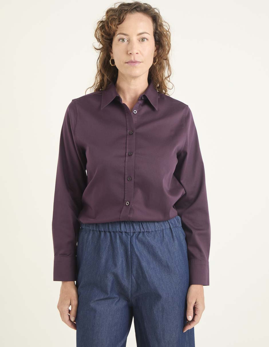 Blusa camisera manga larga para mujer