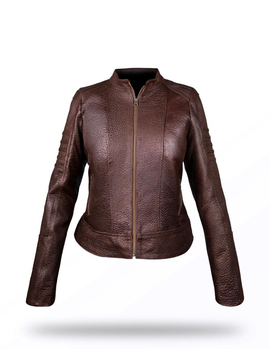 Chamarra casual de piel para mujer