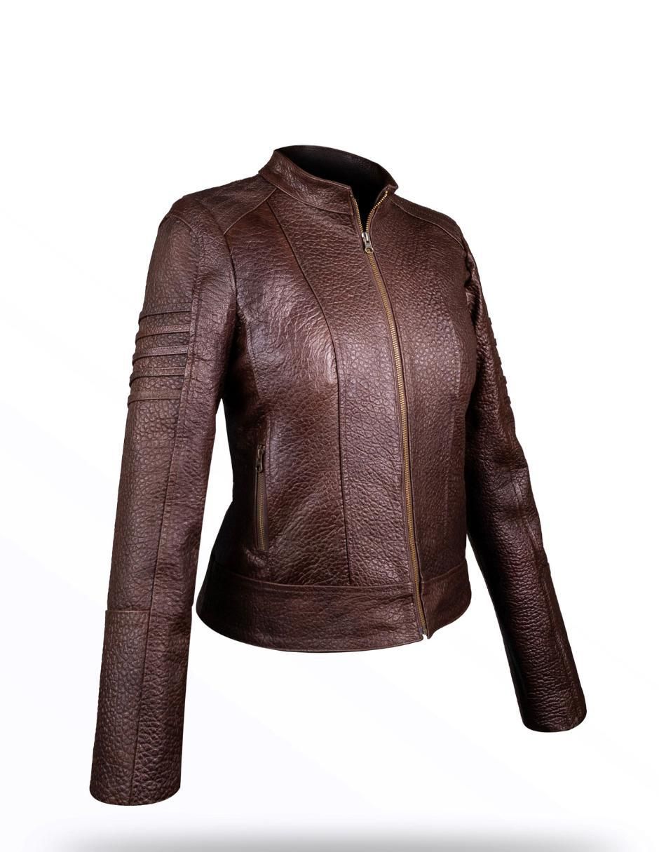 Chamarra casual de piel para mujer 2