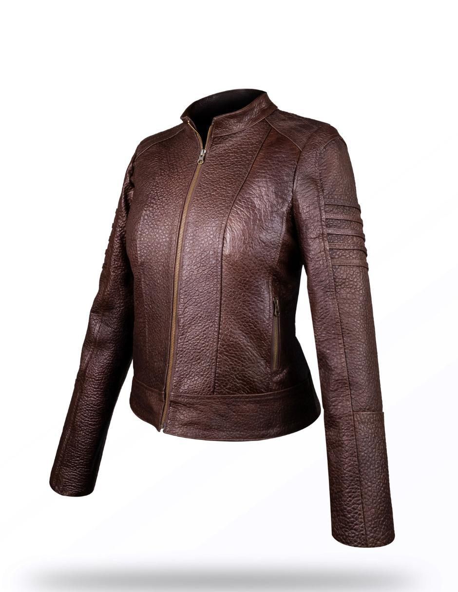 Chamarra casual de piel para mujer 4