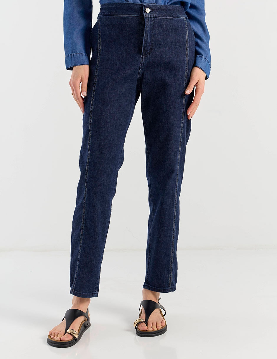 Jeans straight a la cintura para mujer