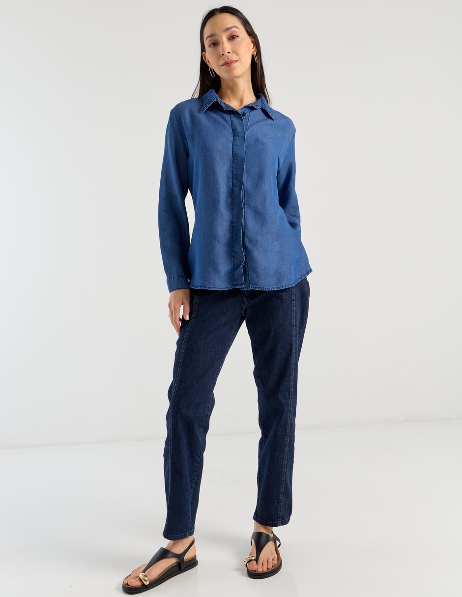 Jeans straight a la cintura para mujer 2