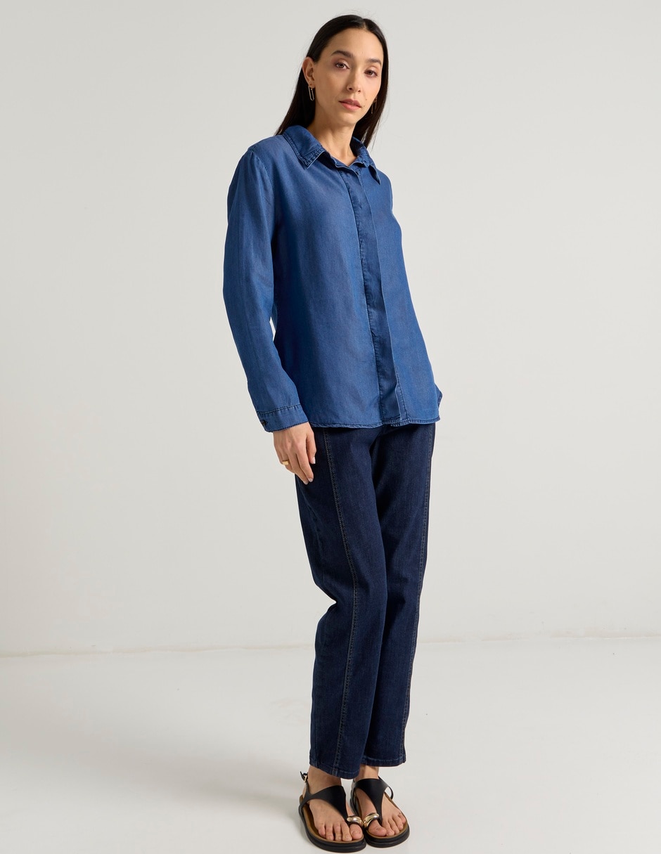 Jeans straight a la cintura para mujer 3