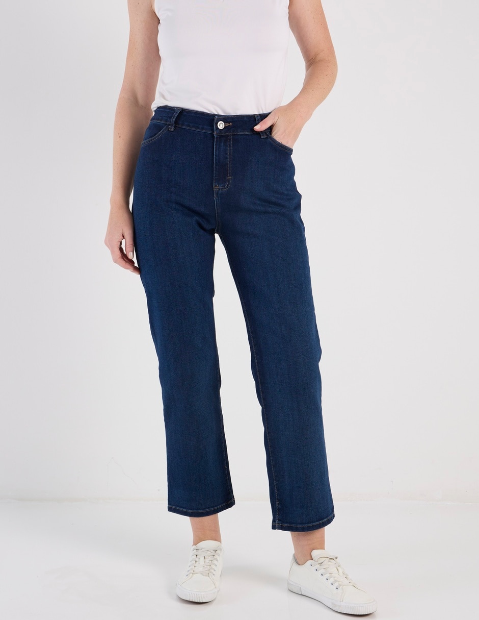 Jeans straight corte cintura para mujer