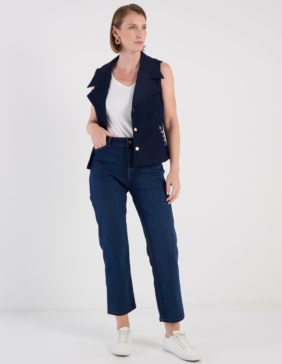 Jeans straight corte cintura para mujer 2